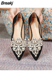 Beads Wedding Shoes Women 2023 Lace Embroider Flats Woman Ballerina Pointed Toe Pearl Loafers Sneakers Plus Size