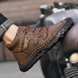 Men Hiking Shoes lace up plush Warm Walking Shoes Outdoor Non-slip high top Ankle Boots Winter Soft Sneakers men snow