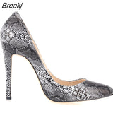 Sexy Pointed Toe High Heels Women Pumps Shoes Faux Snake Print Wedding Party Pattern Shoe