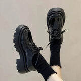 Hot Sale Shoes for Women Mary Janes Women's High Heels Fashion Lace Up Casual Boots Women New Round Toe Platform
