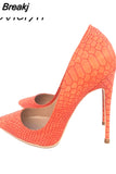 Women Pumps Shoes Snake's Pattern Pointed Toe Sexy High Heels 12 cm Designer Shoes plus size 33-45 YG020