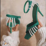 Women's New Rhinestone Sandals High Heels Strappy Sandals Women 2023 Summer Elegant Ladies Party Prom Bridal Wedding