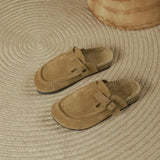 Sandals Women 2023 Couple Slippers Retro Suede Sandals Solid Color Belt Buckle Women's Shoes Light Comfortable