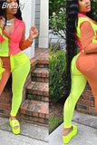Neon Color Patchwork Two Piece Set Women Button Up Full Sleeve Top And Leggings Outfits Autumn Club Birthday