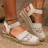 Women Wedge Heel Espadrilles Toe Slingback Platform Shoes Braided Espadrille Ankle Strap High Heeled Sandals Plus Size