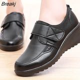 2023 Spring Autumn New Women's Single Shoes Wedges Soft Sole Comfortable Large Size Mother's Leather High Heels