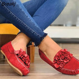 Women Shoes 2023 Handmade Ethnic Women Flats Leather Shoes Flat Flower Moccasins Soft Bottom Loafers Slip on Ladies Shoes