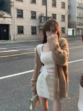 Autumn Knitted 2 Piece Dress Set Woman Slim Bodycon Y2k Mini Skirt + Long Sleeve Fairy Crop Tops Female Casual Korean