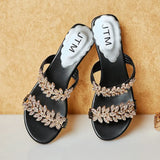 Breakj Water Drill Slippers Women 2025 Summer New Fashion Water Drill Side With Toe Cool