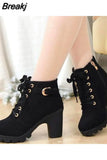 Autumn Women Boots Ladies Thick Fur Ankle Boots Plus Size Women Pumps Women High Heel Platform Rubber Shoes Snow
