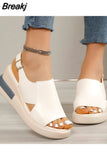 Wedge Sandals Women 2023 New Summer High-heeled Fish Mouth Women's Shoes Soft Leather High Platform Shoes