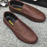 Spring Summer NEW Men's Loafers Comfortable Flat Casual Shoes Men Breathable Moccasins Slip-On Soft Leather Driving