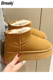 Genuine Sheepskin Mini Snow Boots Women High Quality Luxury Boots Winter Women Boots Lining Ankle Warming Flats Botas