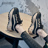 Women Spring Women's Sneakers Height Increasing Beige Black Autumn Chunky Shoes Leisure Shoes Lace Up Zapatillas
