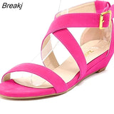 Women's Platform Wedge Sandals Simple Style Casual Pointed Toe High Heels Velvet Wedges Work Shoes 308-2