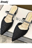 Toe Sandals Black Shoes for Women Buckle Strap All-Match Clear Heels Sexy Beige Velvet Fashion Stiletto Comfort Girls
