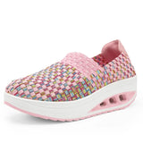 sneakers women shoes wedges increased thick platform shoes woman woven breathable casual sneakers
