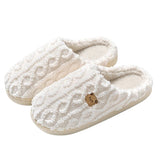 Plush Warm Home Cotton Slippers Women Cute Cartoon Bear Winter Slippers for Couples Flat Heels Non Slip Indoor House