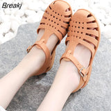 New Flat Women Sandlas Hollow-carved Design Fashion Comfortable Outdoor Sports Beach Cool Slippers Soft Sole