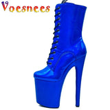 Inch Pole Dance Women Shoes Laser Lace Up Boots Petent Leather Sexy Heels Platform Boots Side Zipper High Heel Super Hot