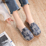 Animal Print Women Canvas Close Toe Flat Slippers Ladies Comfortable Casual Mules Mori Girl Style Summer