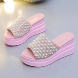 white pink slippers Flip Flops Women shoes Slippers Platform Summer Shoes Open Toe Wedges Sandals Ladies Shoes women