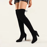 Breakj And Winter New Large Size Over The Knee Boots High Heel Sharp Head Solid Color Long Barrel Side Zipper Shoes Elastic