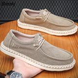 Men Plus Size Casual Denim Canvas Shoes Flat Vulcanize Shoes Fashion British Designer Breathable Light Men Sneakers