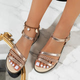 Women's Braided Sandals Summer 2024 Flat Sandals Woman Shoes Elegant Girls Sandalias Dress Shoe for Student Plus Size