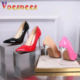 Women Pointed End 11CM High Heel Pumps Sexy Nightclub Stiletto Single Shoes Metal Heels Rivets Studded Fashion Stage