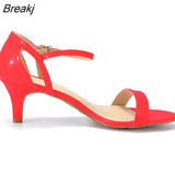 Colour Patent Hot Summer Sexy Party Low High Heels Sandal Women Pumps Shoes