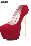 Size 41 42 43 44 45 Sexy Pumps Wedding Women Fetish Shoes Concise Woman Pumps High Heel Stripper Flock Pumps 16 Cm