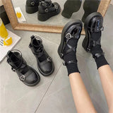 shoes platform emo shoes on heels women loli thick heel cross bandage women shoes kawaii cosplay Mary Janes gothic