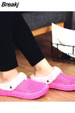Men and Women Winter Slippers Fur Slippers Warm Fuzzy Plush Garden Clogs Mules Slippers Home Indoor Couple House Floor