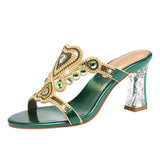 Women With Crystal High-Heeled Sandals Wear 2024 New Diamond Sandals In Summer. Roman Slippers Are