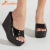 Summer 2023 New Arrivals Women's Sandals Peep Toe Wedge High Heels Slipper Shiny Rhinestones Comfy Walking