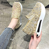 Summer Loafer Shoes Lace Mesh Small White Shoes Casual Set Foot High Heels Shoes Increase Platform Women's sneakers