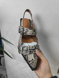High Quality Women Sandals Pointed Toe Belt Buckle Flat Leather Femme Shoes Fashion Thick Bottom Sandals Designer