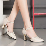 Women Cute Pointed Toe Black Buckle Strap High Heel Shoes Lady Casual Red Comfort Summer Stiletto Heels for Office & Party