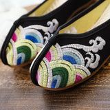Breakj Spray Embroidered Cloth Shoes Retro Women's Cloth Slippers