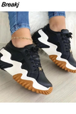 Sneakers 2023 Black Thick Sole Designer Breathable Lace Up Fashion Ladies Athletic ShoesHeightening Vulcanized