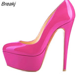 Women Pumps Extremely High Heels Shoes14cm Sexy Patent Leather Woman Wedding Party Shoes Stiletto Red