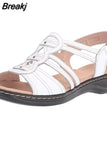 Size 43 Women New Flat Casual Open Toe Beach Sandals 2023 Women's Low Heel Shoes Wedges Woman Summer Footwear