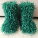 Hot Women Warm Fluffy Leather Boot Winter Plush Artificial Fur Snow Boot Outdoor Antiskid Shoe Mujer Platform Cotton