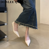 Women Pumps Pointed Toe Thin Heels Office Dress Shoes Wedding Party Elegant Ladies Female Slip On Loafers Brand Zapatillas