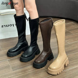 Women Long Boots Autumn Winter Knee High Boots Fashion Shoes Female Footwear Thigh High Boots Leather Knee-High Motorcycle