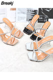 Slides Shoes Womens Slippers Outdoor Pantofle Heeled Mules Low Jelly 2023 High Thin Basic Rubber Crystal Sexy Rome
