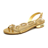 New Bohemian Fashion Diamond Sandals Summer Leather Flat Sandals Non-Slip Crystal
