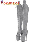 Peep Toe Boots Pole Dance Boots Stripper High Heels Women Sexy Show Shoes Party Club 20 CM Heels Platform ZIP Lace-Up