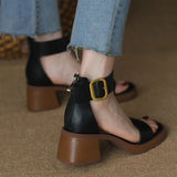 platform heels sandals Summer 2023 Thick with High-heeled Word with Sandals Simple Roman High Sandals Female Woman